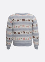 Casaco Tricot Listrado Multi Flores