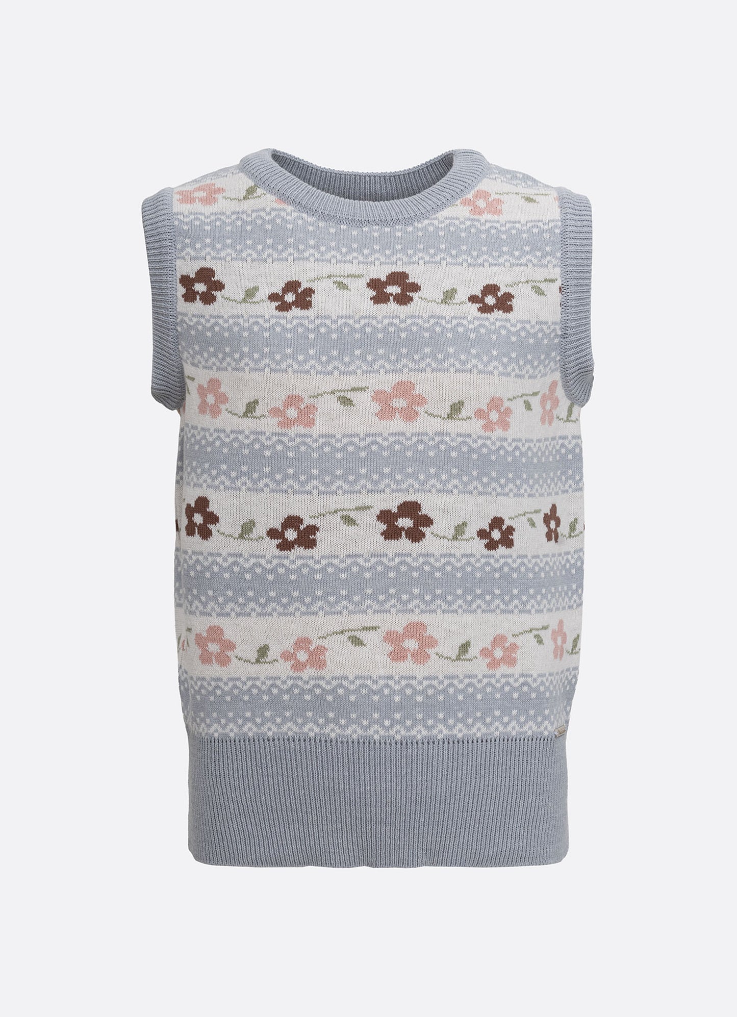 Colete Tricot Listrado Multi Flores