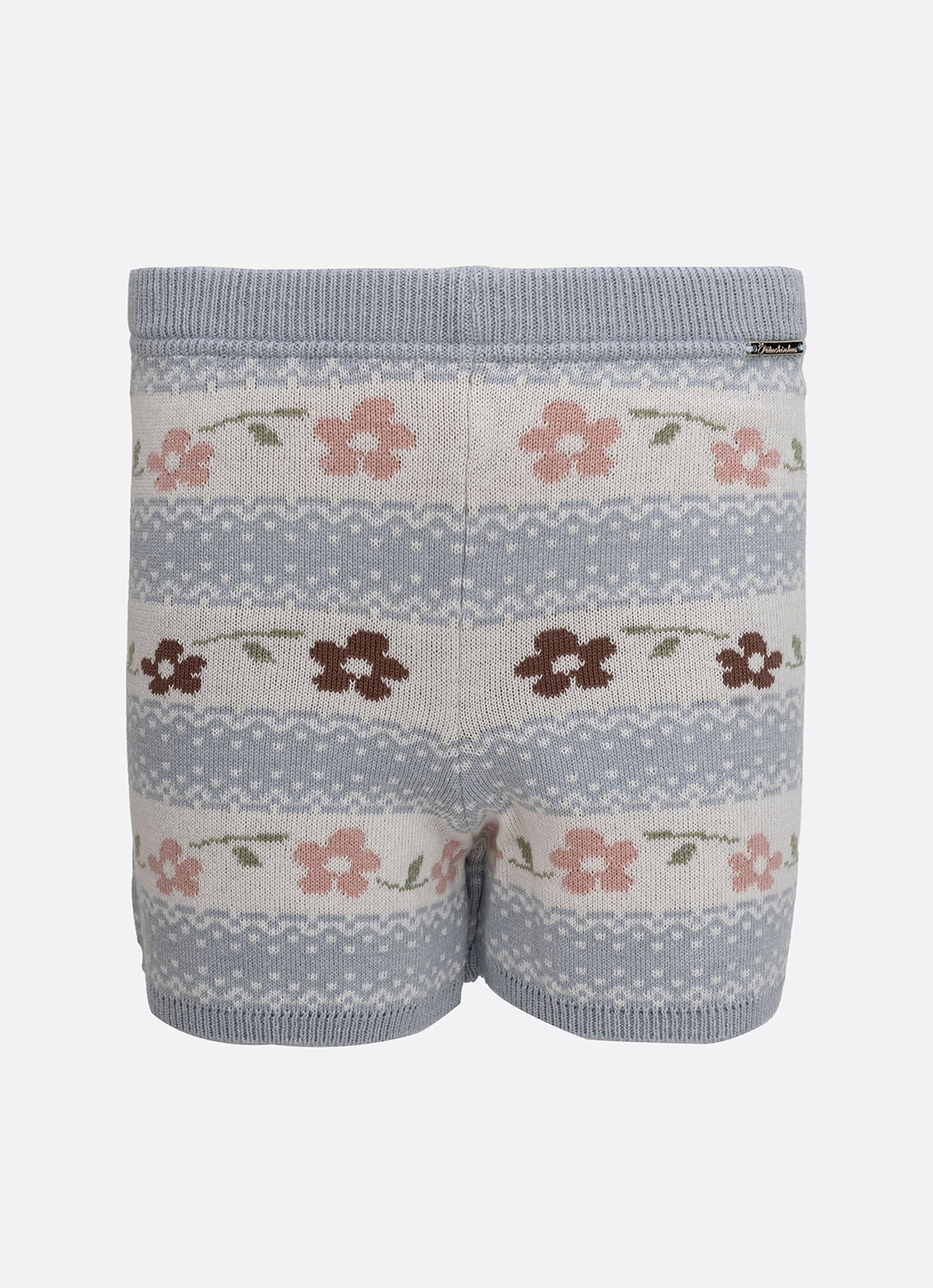 Short Tricot Listrado Multi Flores