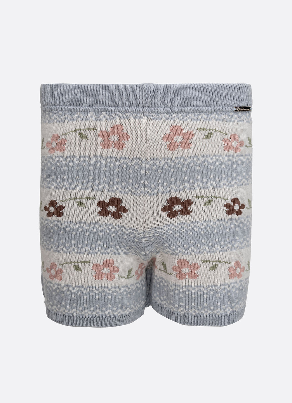 Short Tricot Listrado Multi Flores