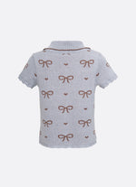 Blusa Tricot Gola Polo Laços e Corações Cristal