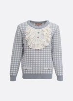 Blusa Tricot Xadrez Jabô Rendado