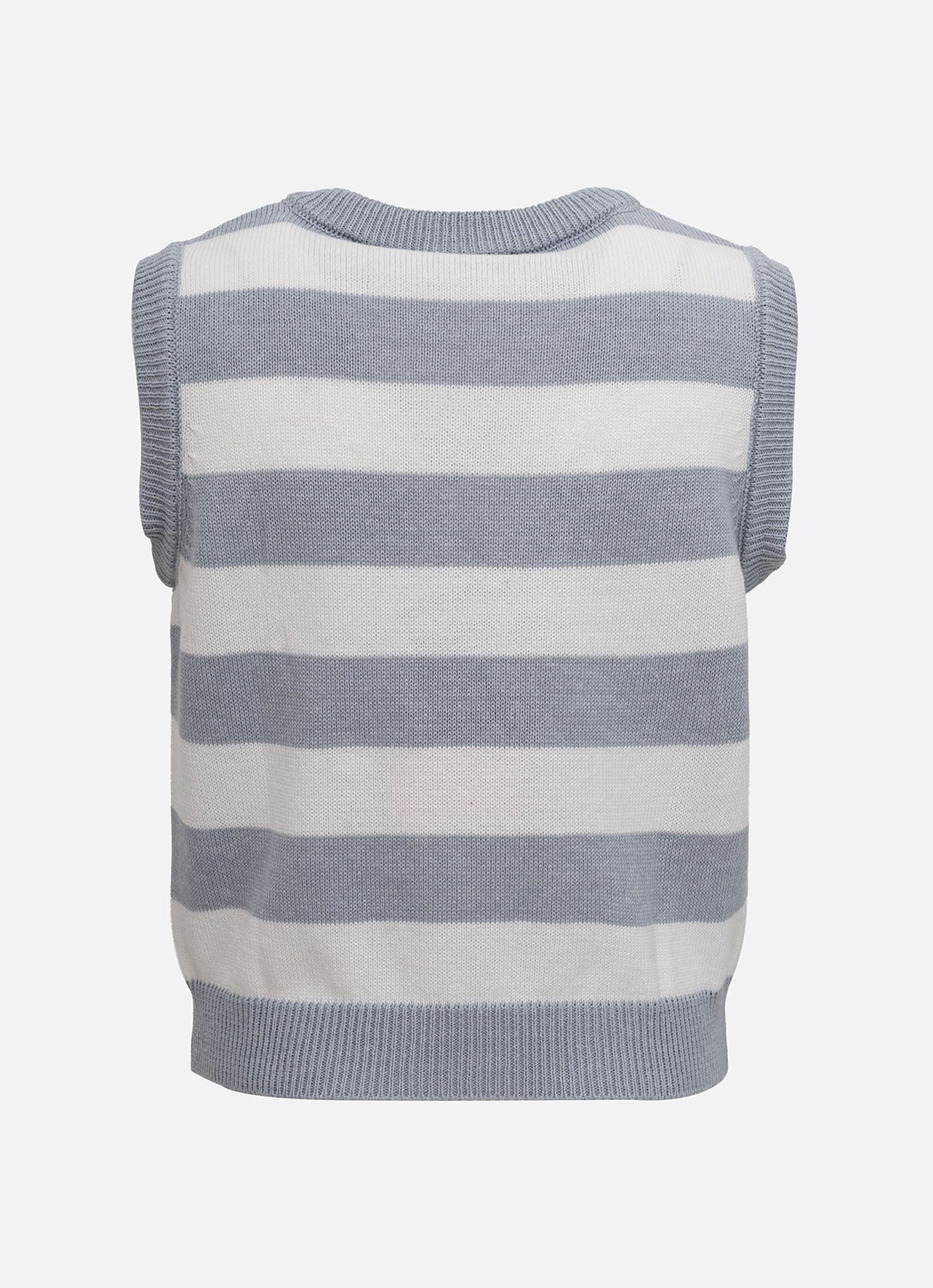 Colete Tricot Listrado Laço Bordado