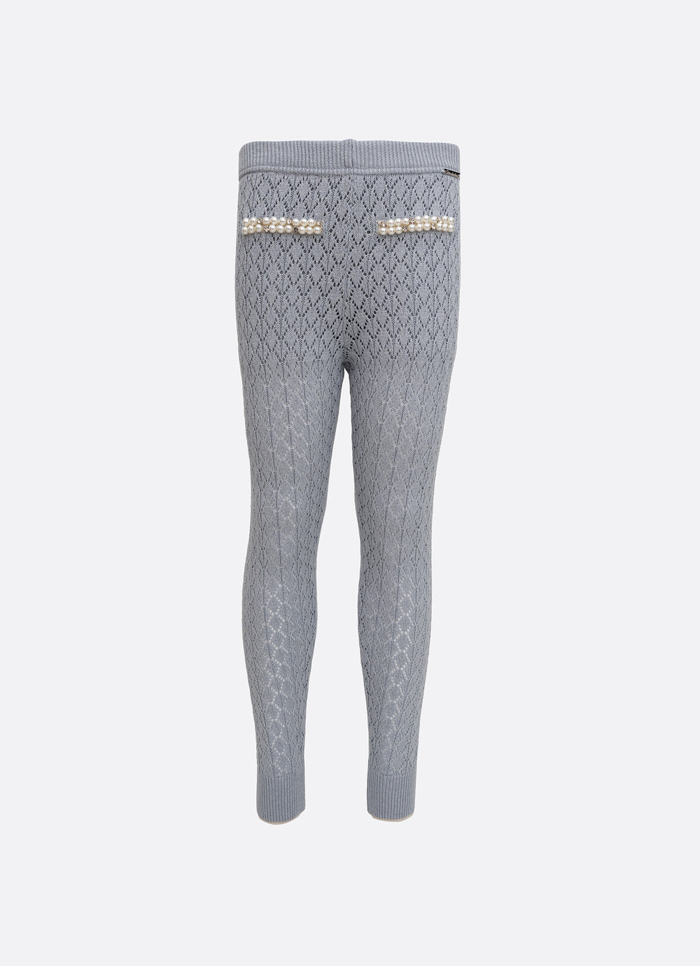 Calça Tricot Ponto Renda Bolsos Bordados