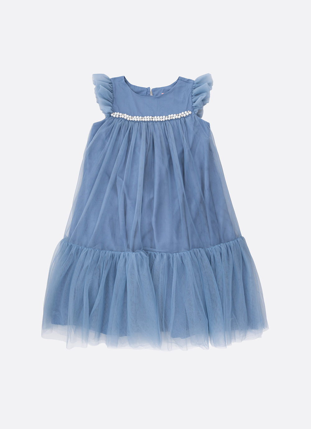 Vestido Tule Bordados Pérolas e Cristais