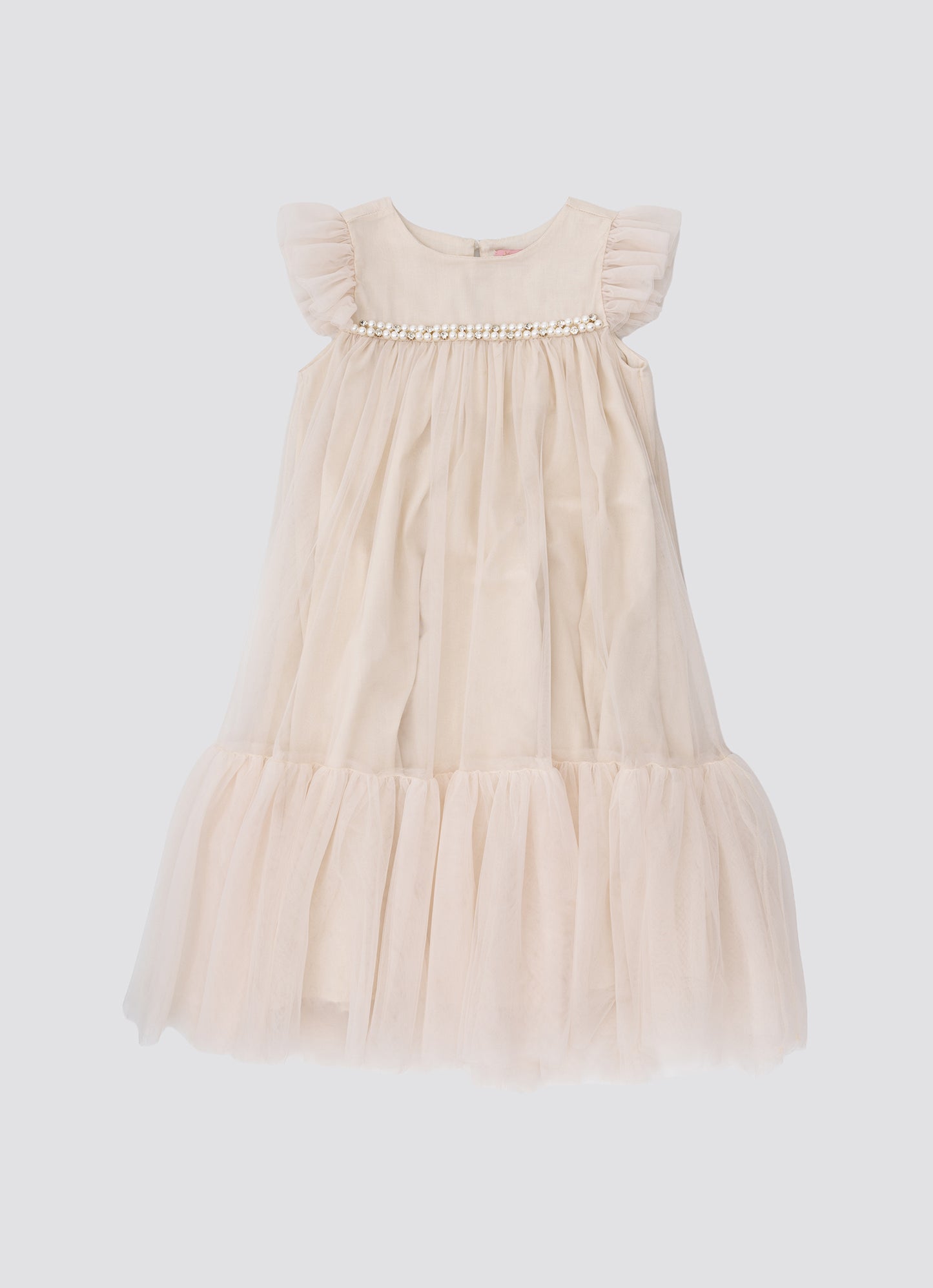 Vestido Tule Bordados Pérolas e Cristais