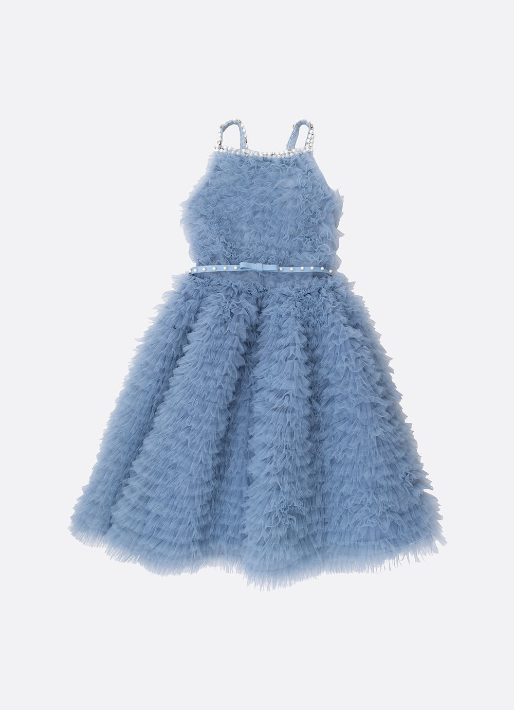 Vestido Alça Conceito Babadinhos Tule Bordados