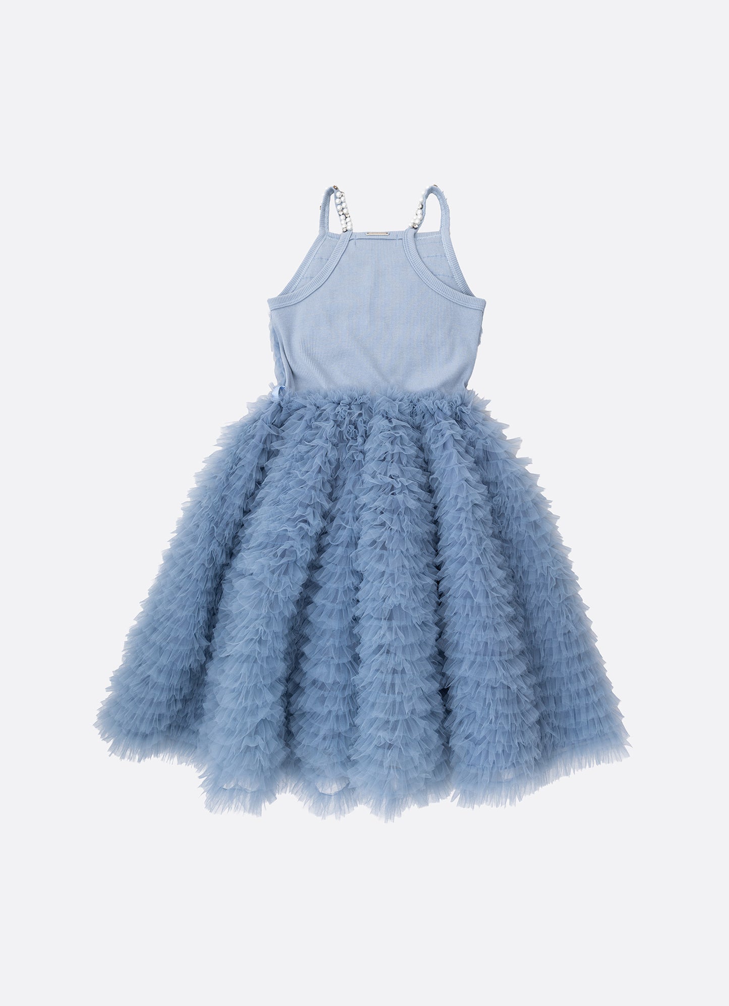 Vestido Alça Conceito Babadinhos Tule Bordados