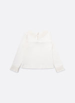 Blusa Cotton Gola e Babado Mangas Tricot
