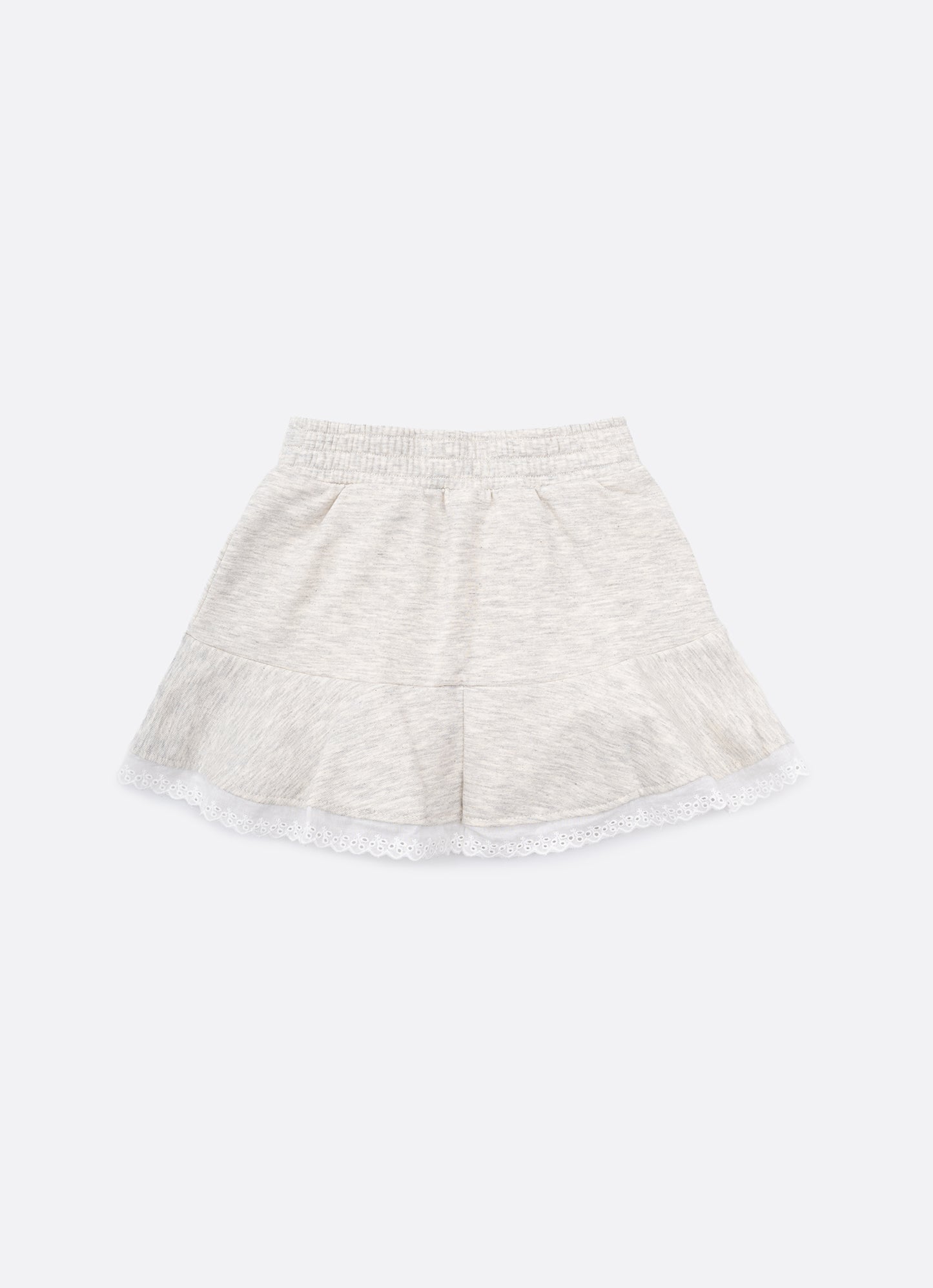 Saia Short Moletom Babado Broderi
