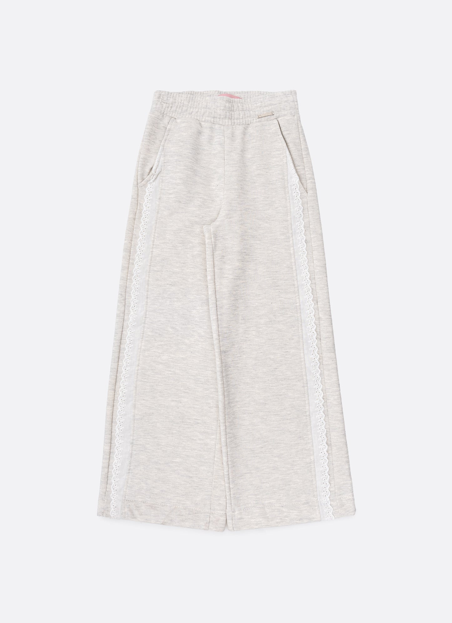 Calça Reta Moletom Recorte Broderi