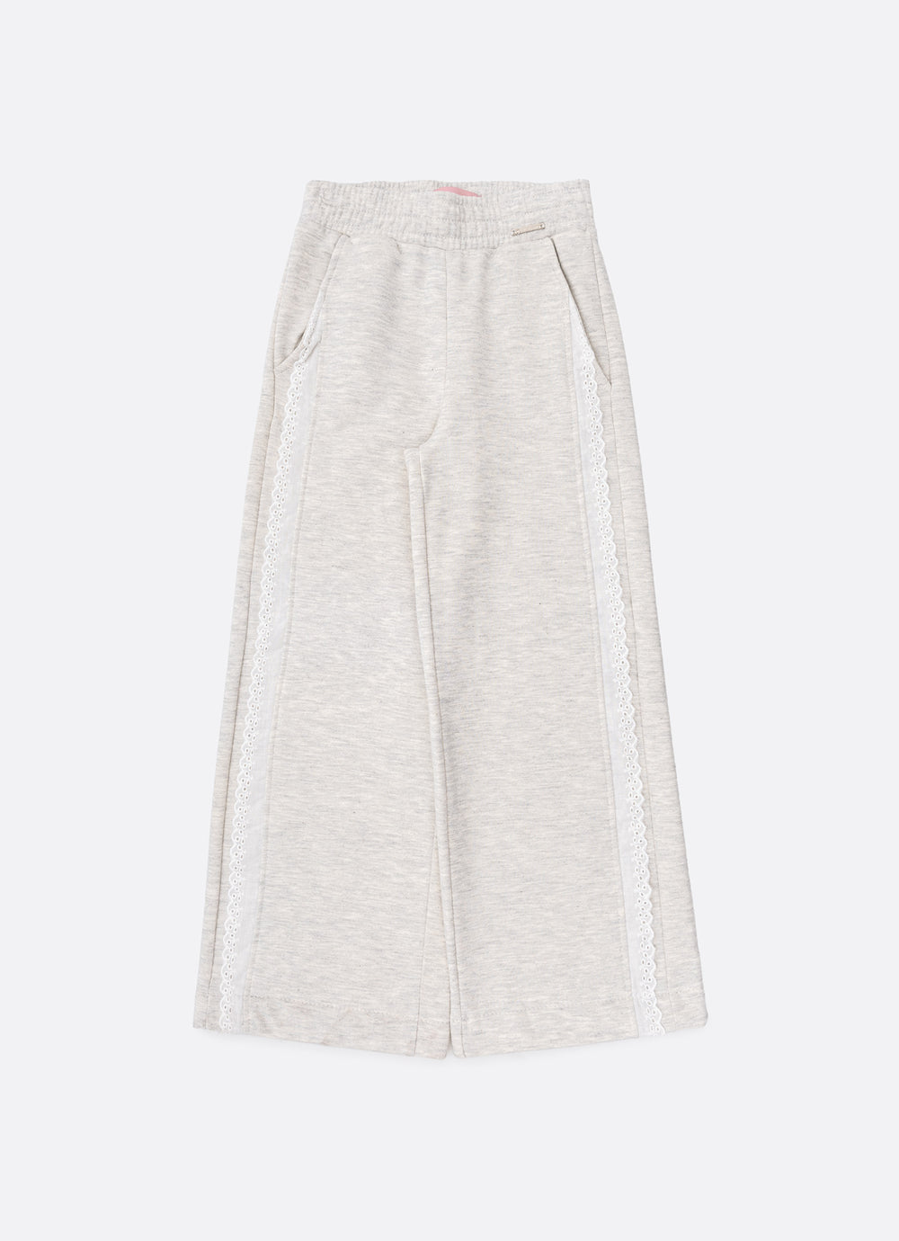 Calça Reta Moletom Recorte Broderi