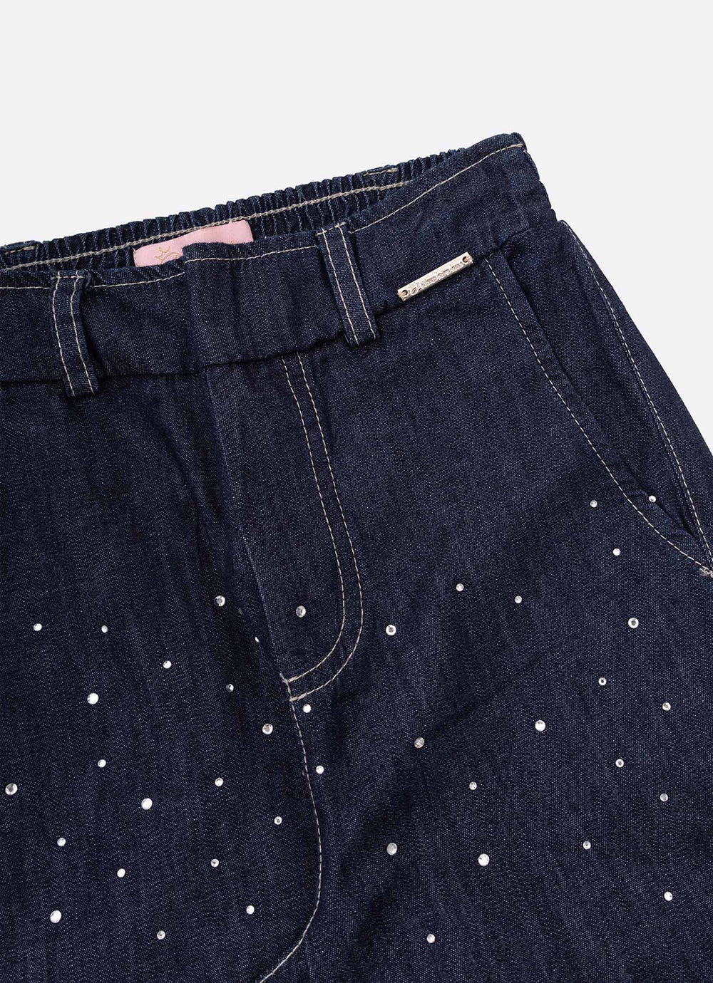 Calça Reta Jeans Cristais