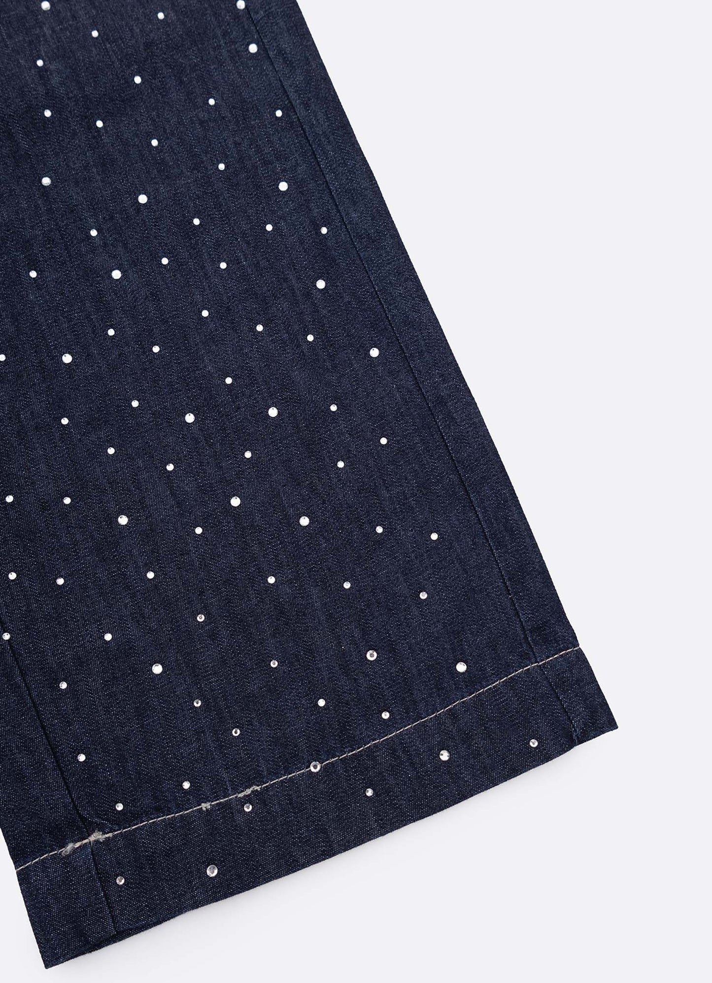 Calça Reta Jeans Cristais