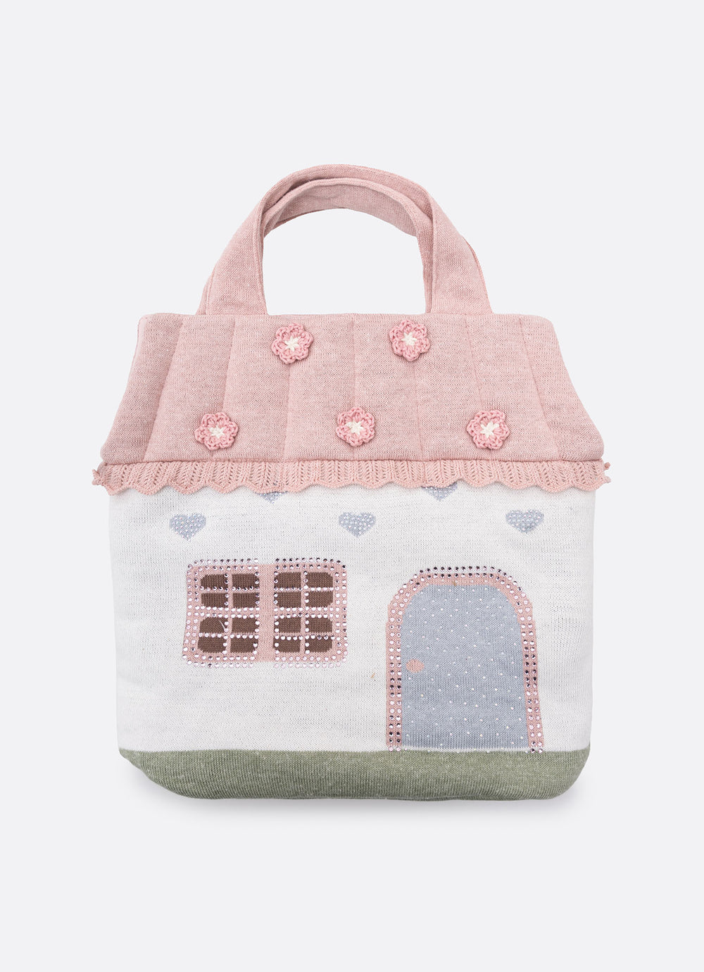 Bolsa Tricot Casinha Cristais e Flores