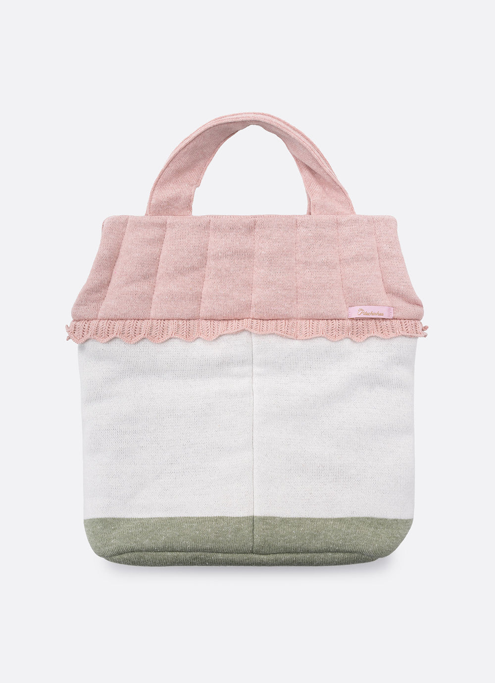Bolsa Tricot Casinha Cristais e Flores