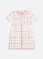 Vestido Tricot Xadrez Prega Laço Mini