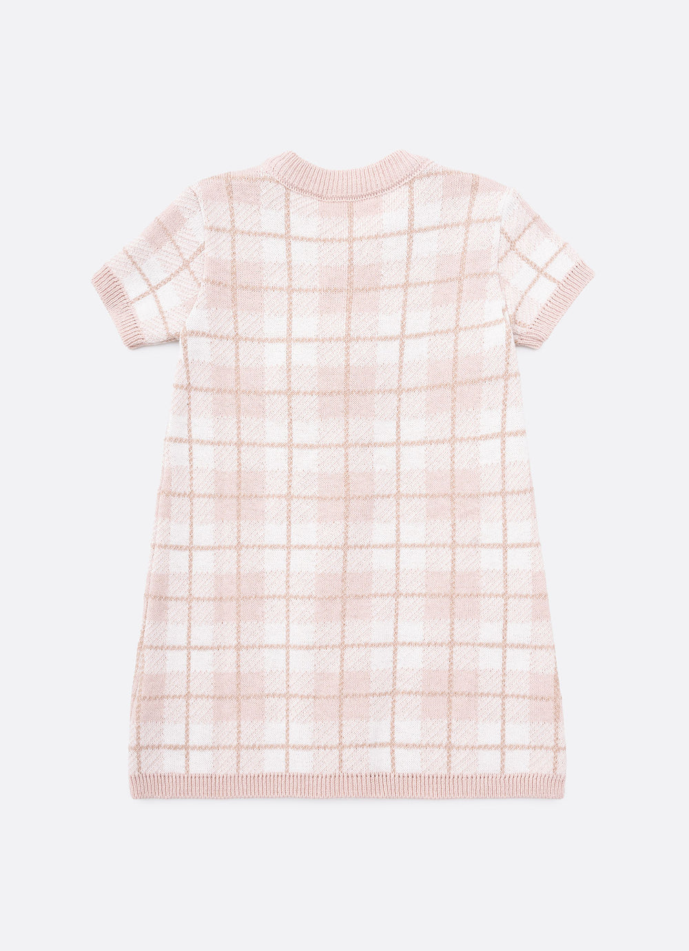 Vestido Tricot Xadrez Prega Laço Mini
