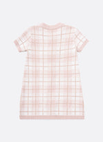 Vestido Tricot Xadrez Prega Laço Mini