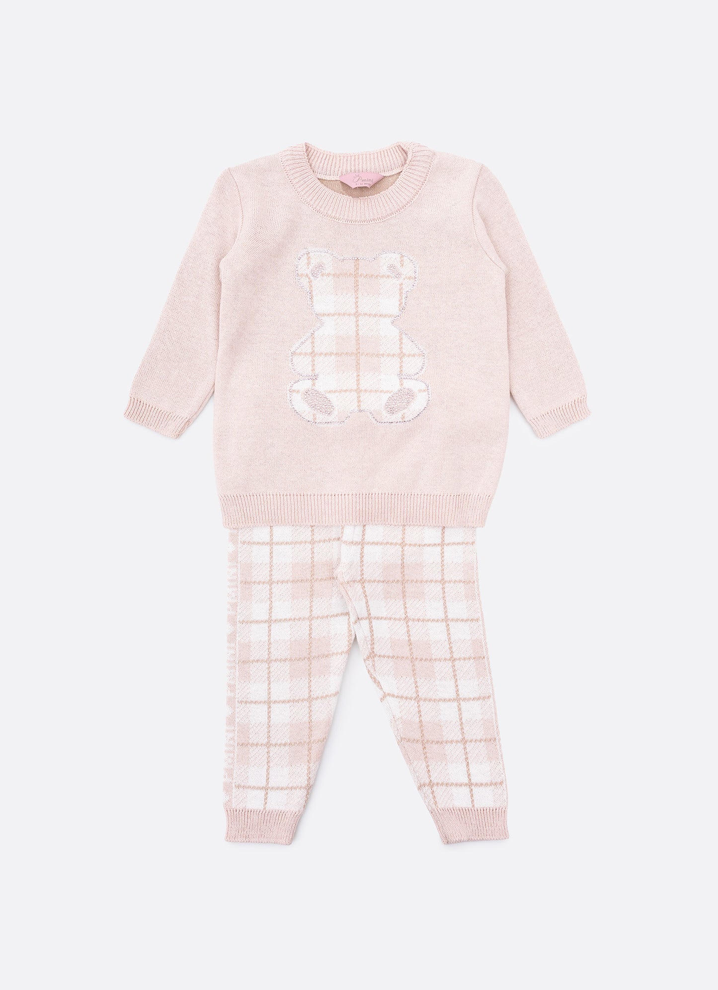 Conjunto Blusa e Legging Tricot Ursa Xadrez
