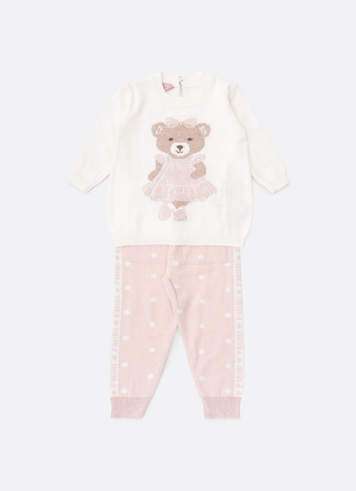 Conjunto Blusa Tricot Ursinha Legging Poá