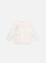 Casaqueto Tricot Ponto Rendado Babado Gola