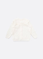 Casaqueto Tricot Ponto Rendado Babado Gola