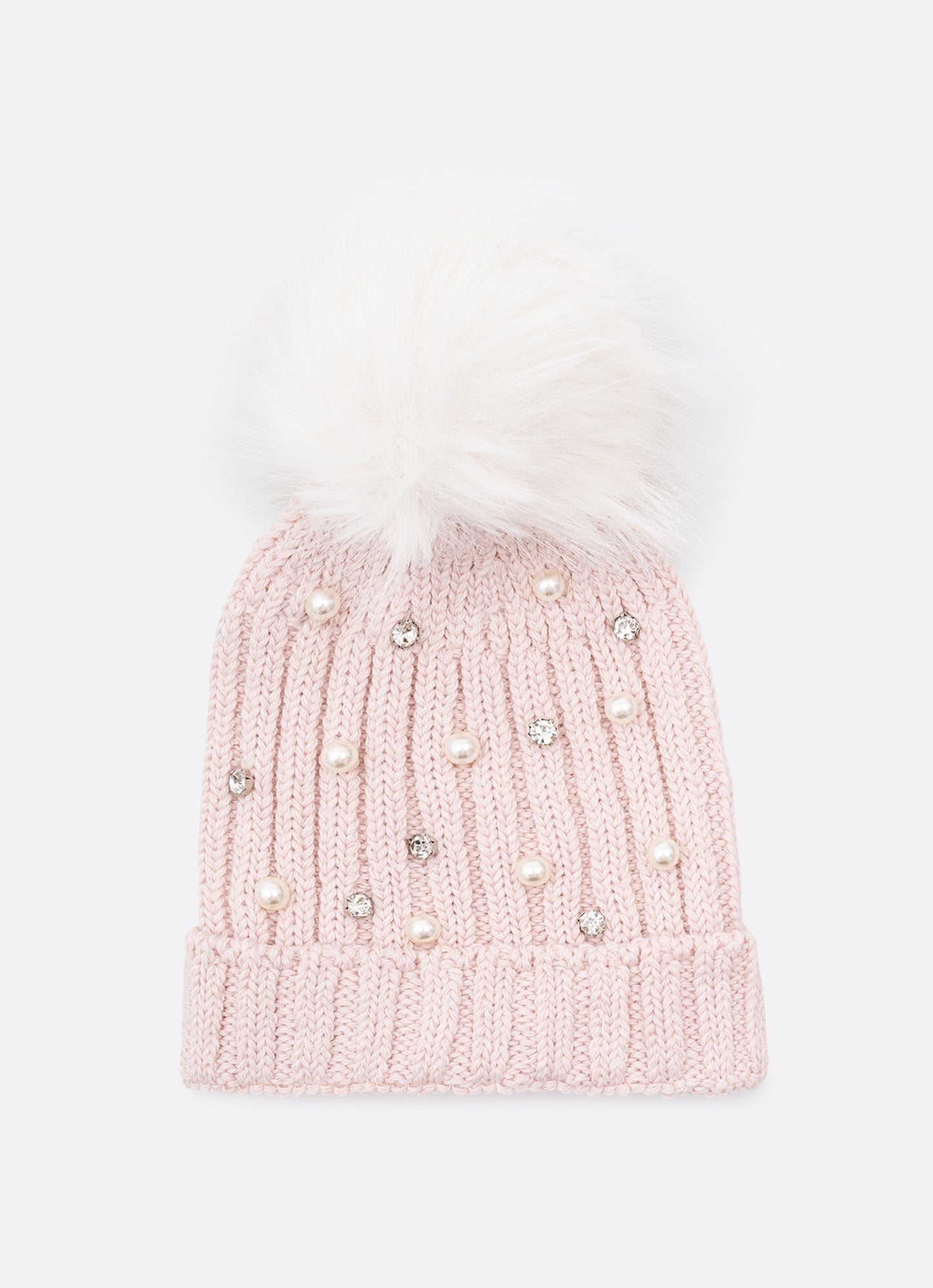 Touca Tricot Canelada Bordado Pérolas e Cristais