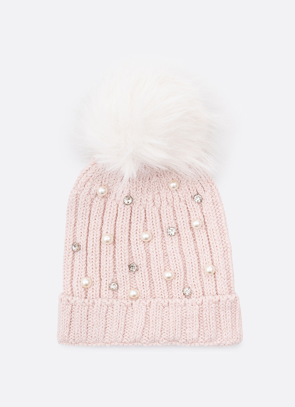 Touca Tricot Canelada Bordado Pérolas e Cristais
