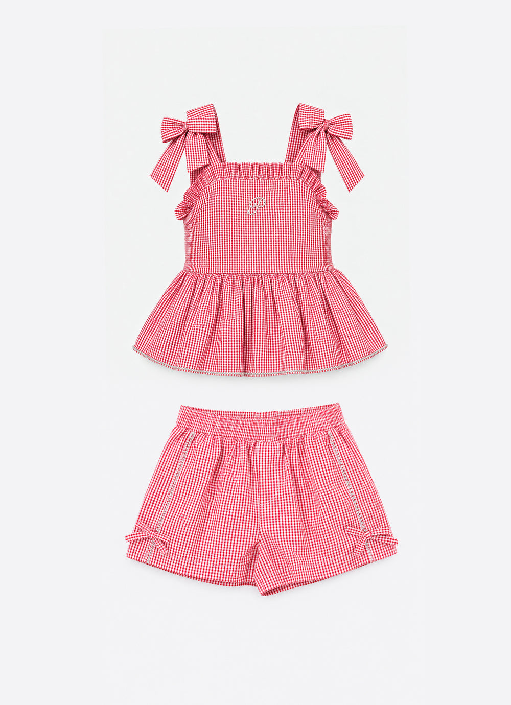 Conjunto Blusa e Short Tricoline Xadrez Natal
