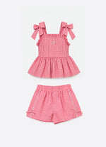 Conjunto Blusa e Short Tricoline Xadrez Natal
