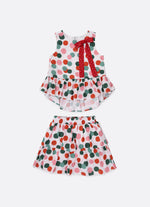 Conjunto Blusa e Saia Algodão Poá Natal