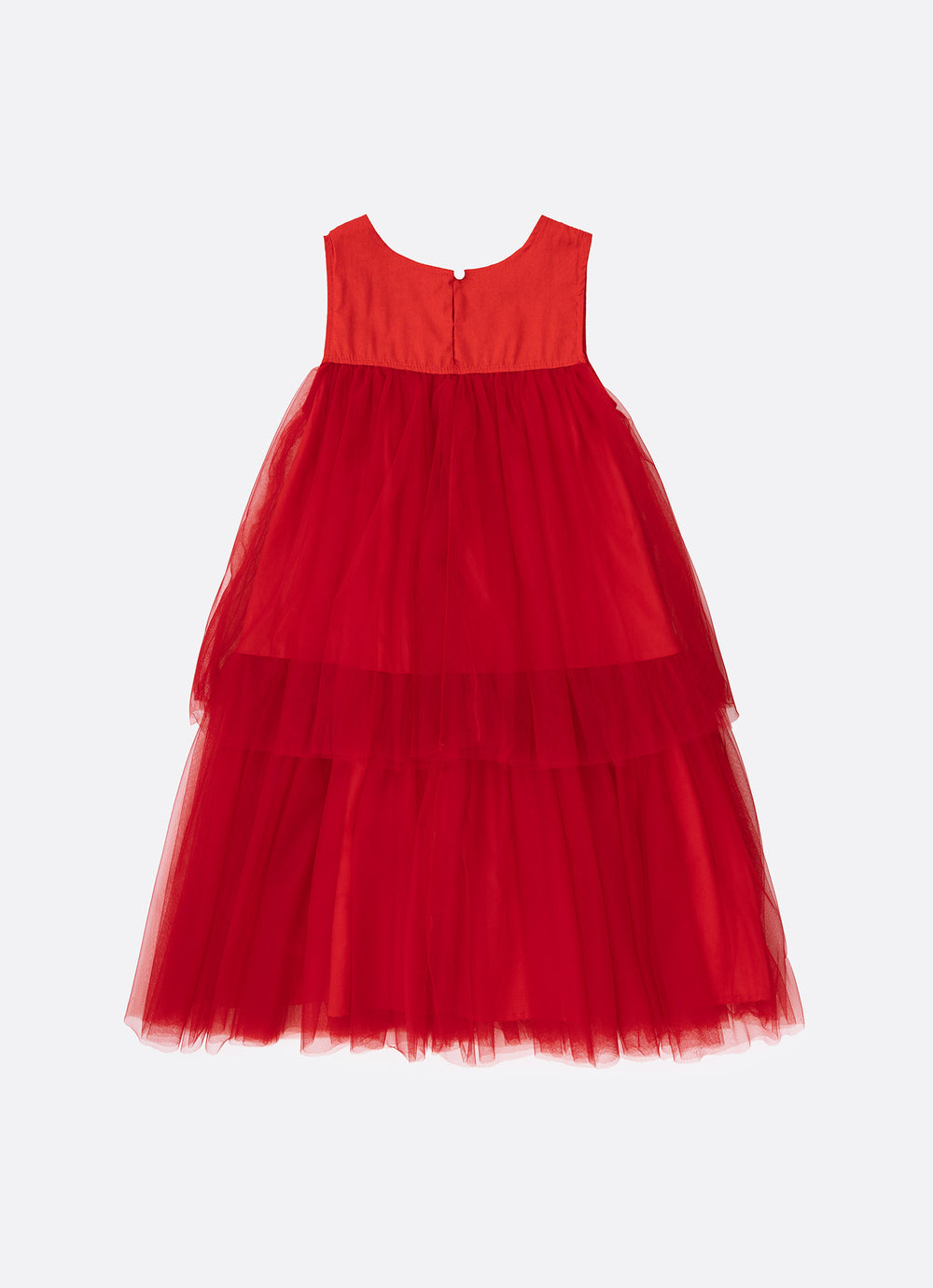 Vestido Tule Babado Lacinho Natal