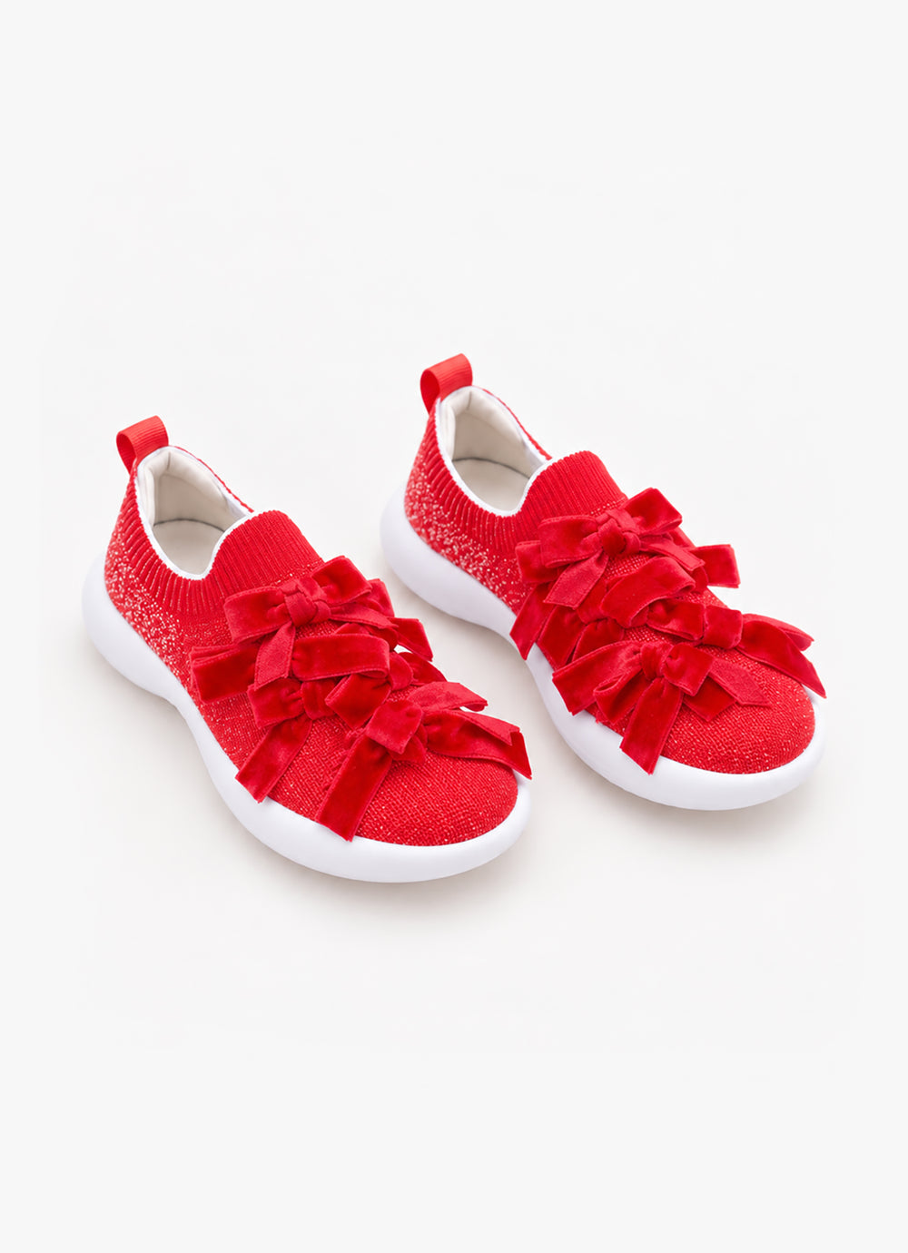Tênis Knit Laços Veludo Natal
