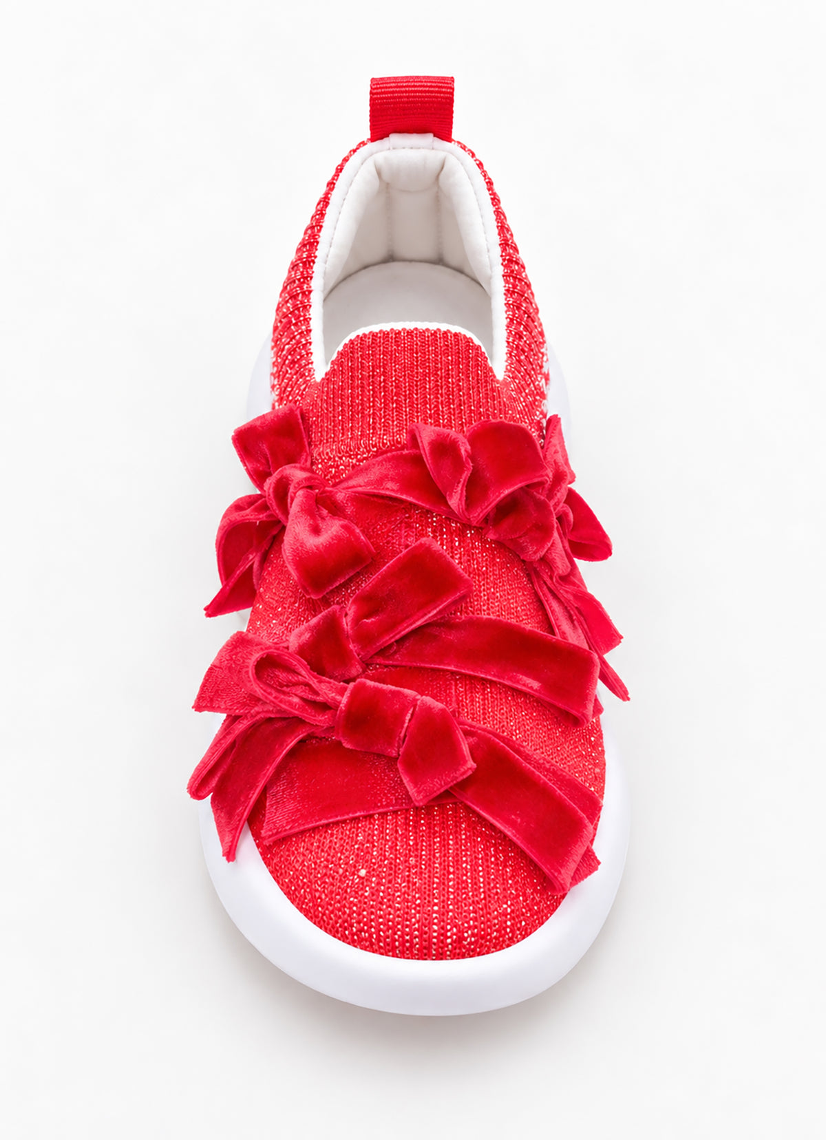 Tênis Knit Laços Veludo Natal