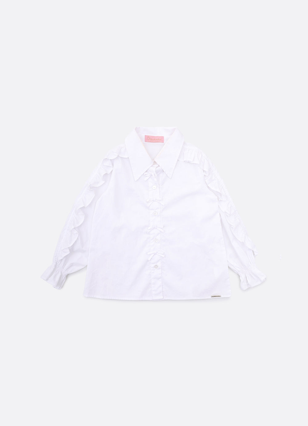 Camisa Tricoline Babado Mangas Mini Laços