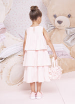 Vestido Tricoline Babados Laço Bordado