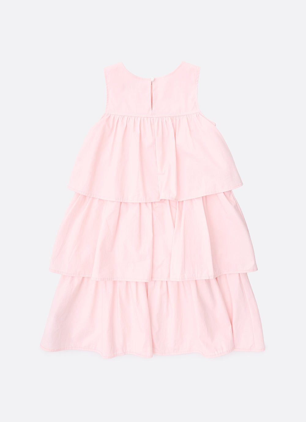 Vestido Tricoline Babados Laço Bordado