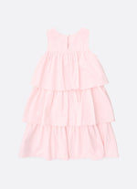 Vestido Tricoline Babados Laço Bordado