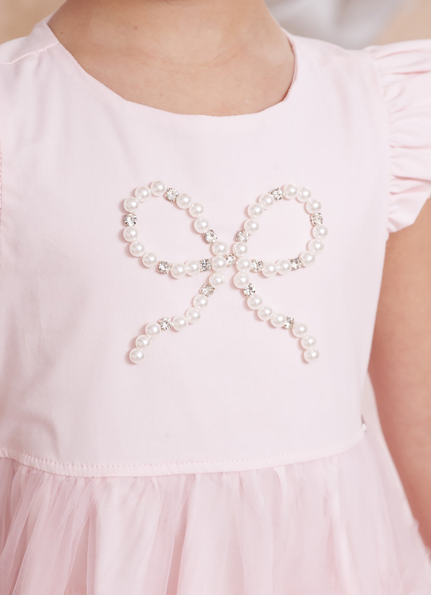 Vestido Festa Laço Bordado Saia Tule