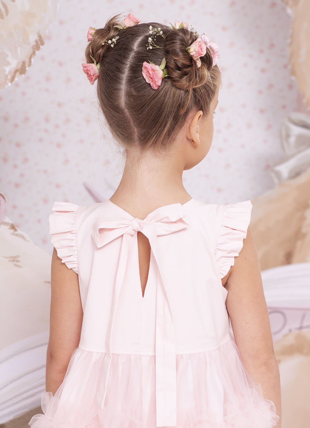 Vestido Festa Laço Bordado Saia Tule