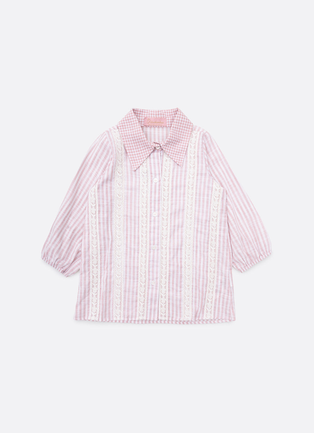 Camisa Algodão Mix Listras e Xadrez Rendas