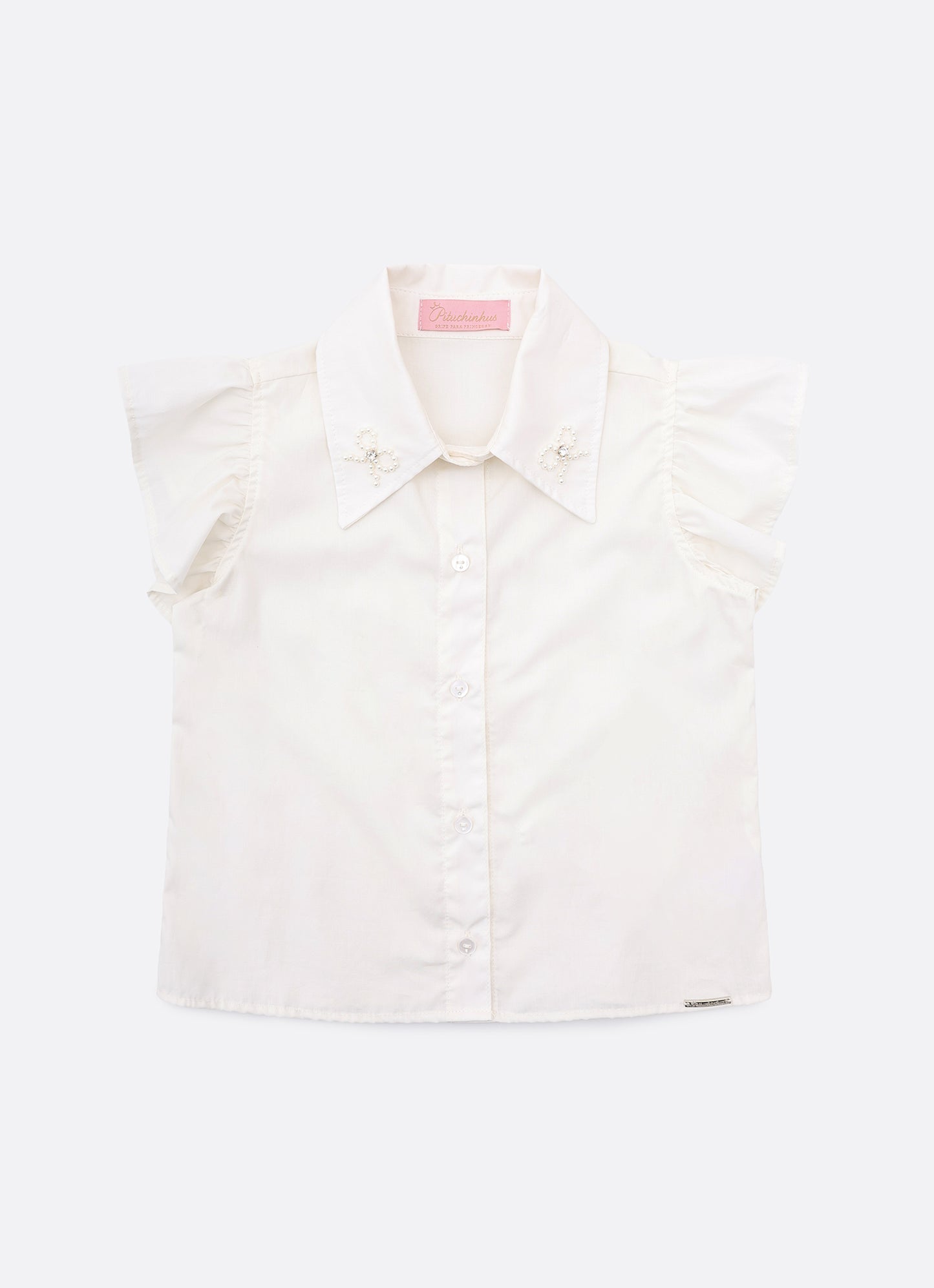 Camisa Tricoline Lacinhos Bordados