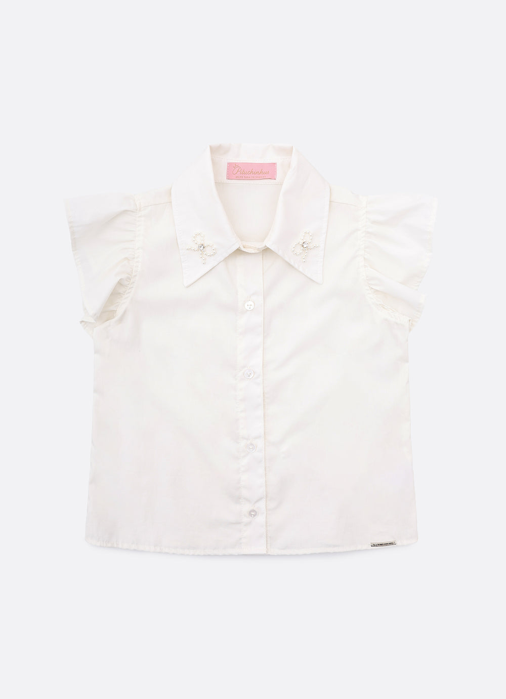 Camisa Tricoline Lacinhos Bordados