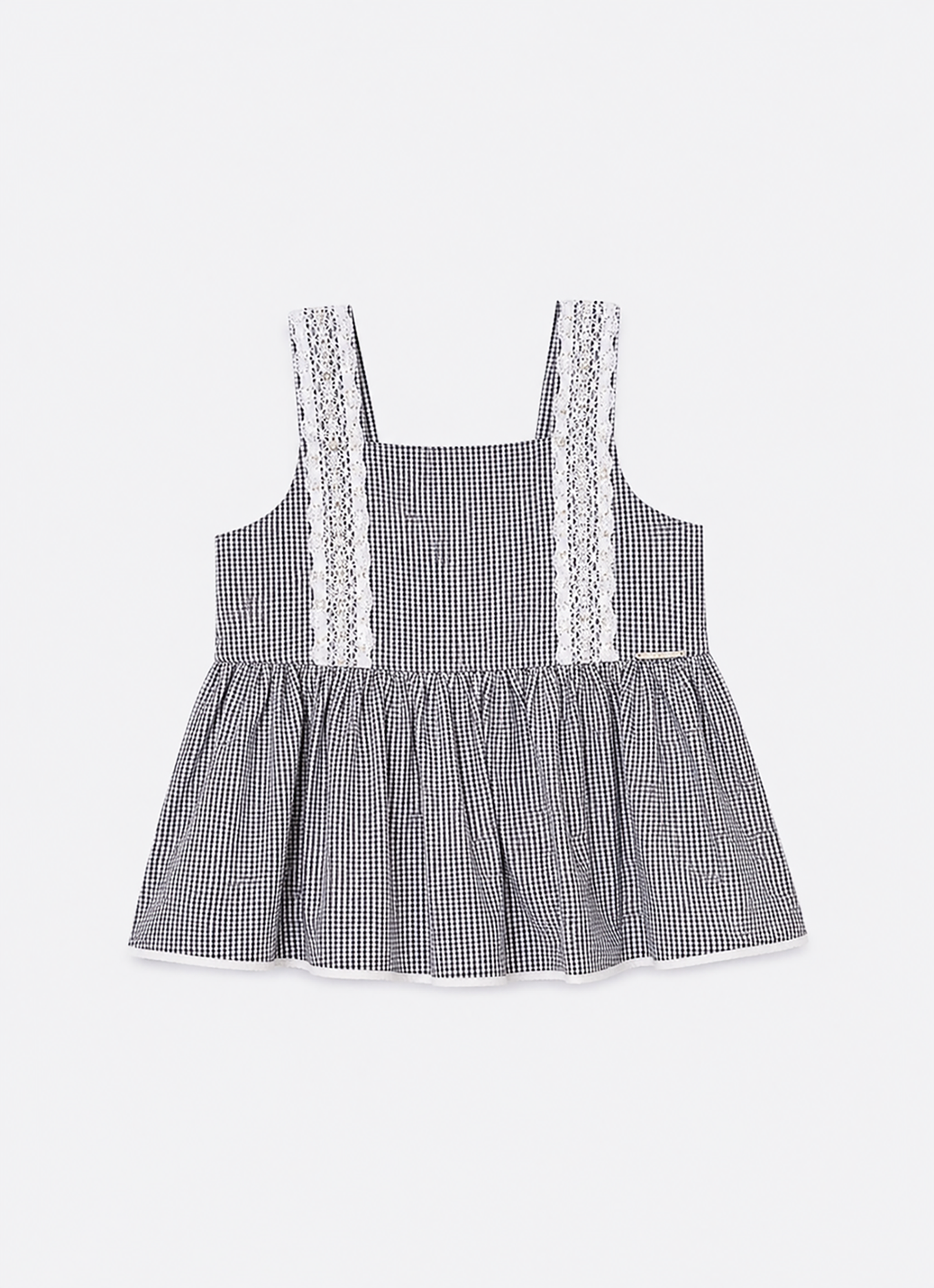 Blusa Algodão Xadrez Renda Bordada
