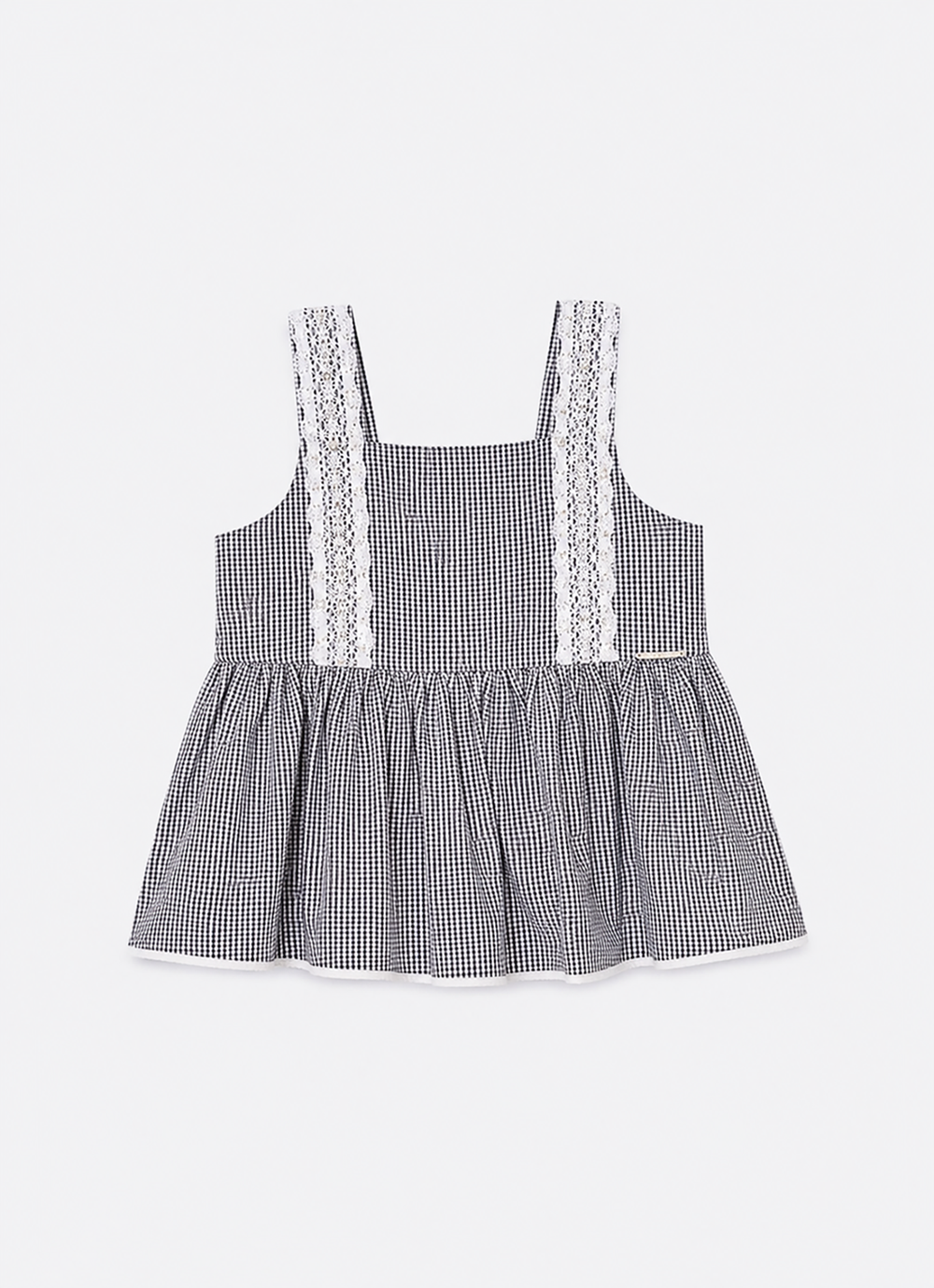Blusa Algodão Xadrez Renda Bordada