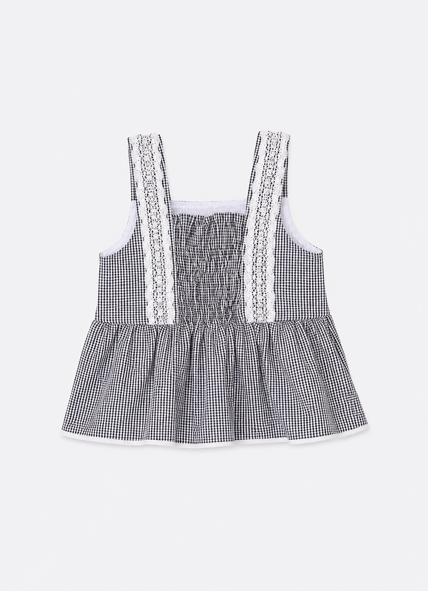 Blusa Algodão Xadrez Renda Bordada