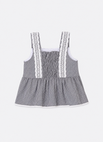 Blusa Algodão Xadrez Renda Bordada