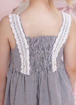 Vestido Algodão Xadrez Renda Bordada