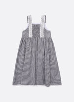 Vestido Algodão Xadrez Renda Bordada